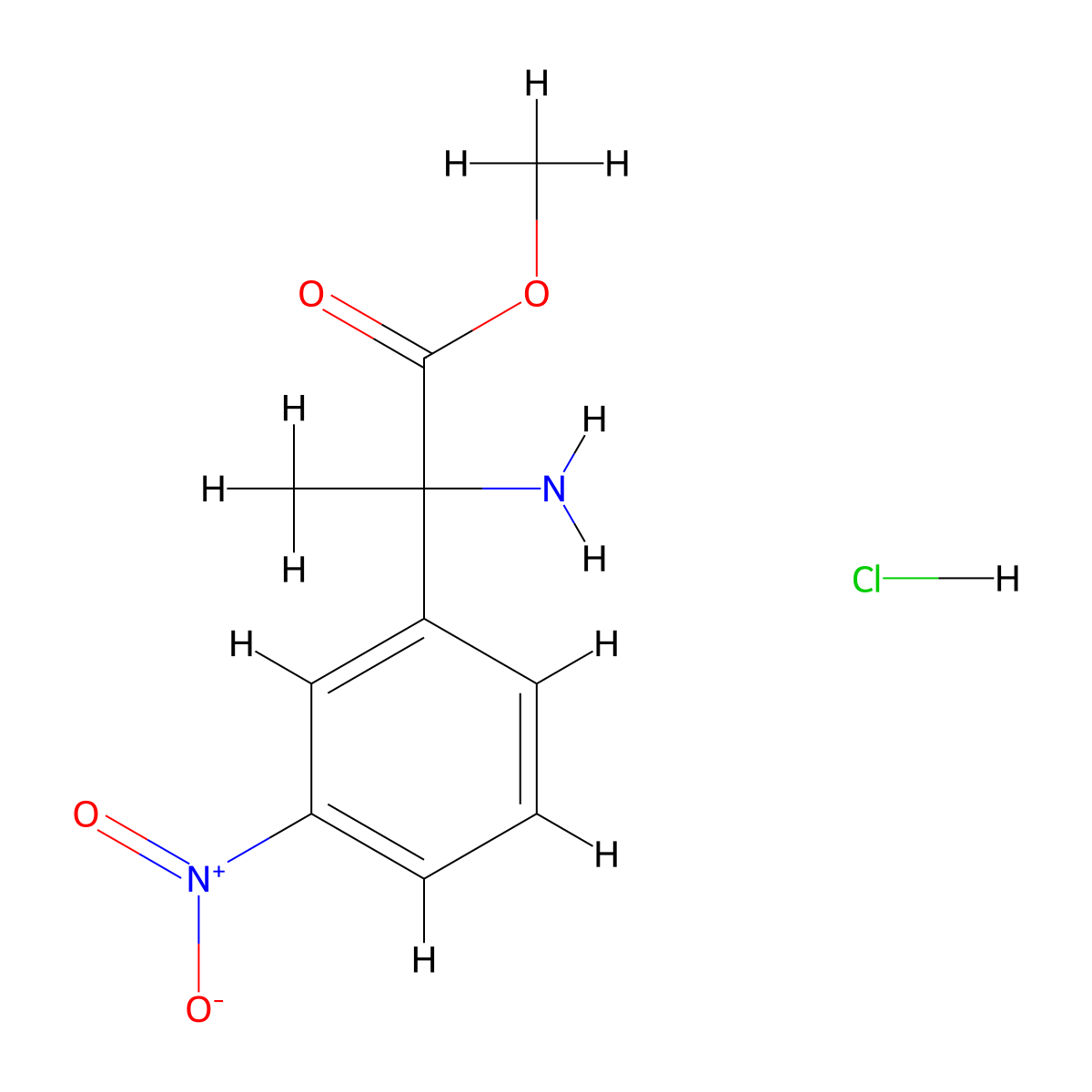 Methyl 2-amino-2-(3-nitrophenyl)propanoate hydrochloride molecular structure, CAS 2044835-70-1