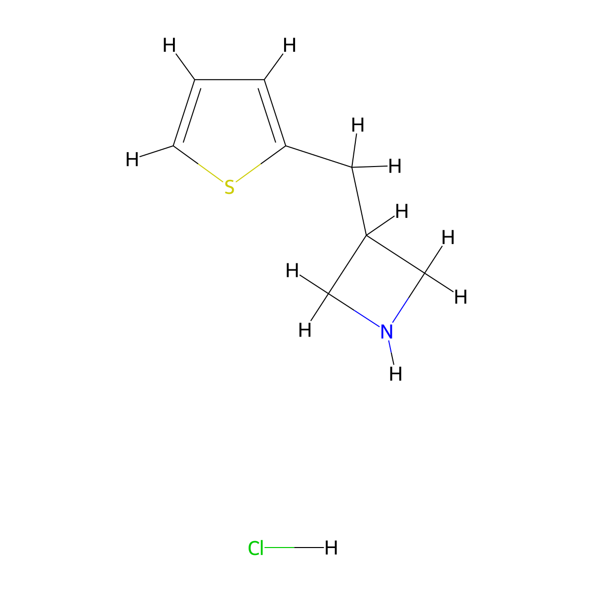 3-[(Thiophen-2-yl)methyl]azetidine hydrochloride molecular structure, CAS 2044836-37-3