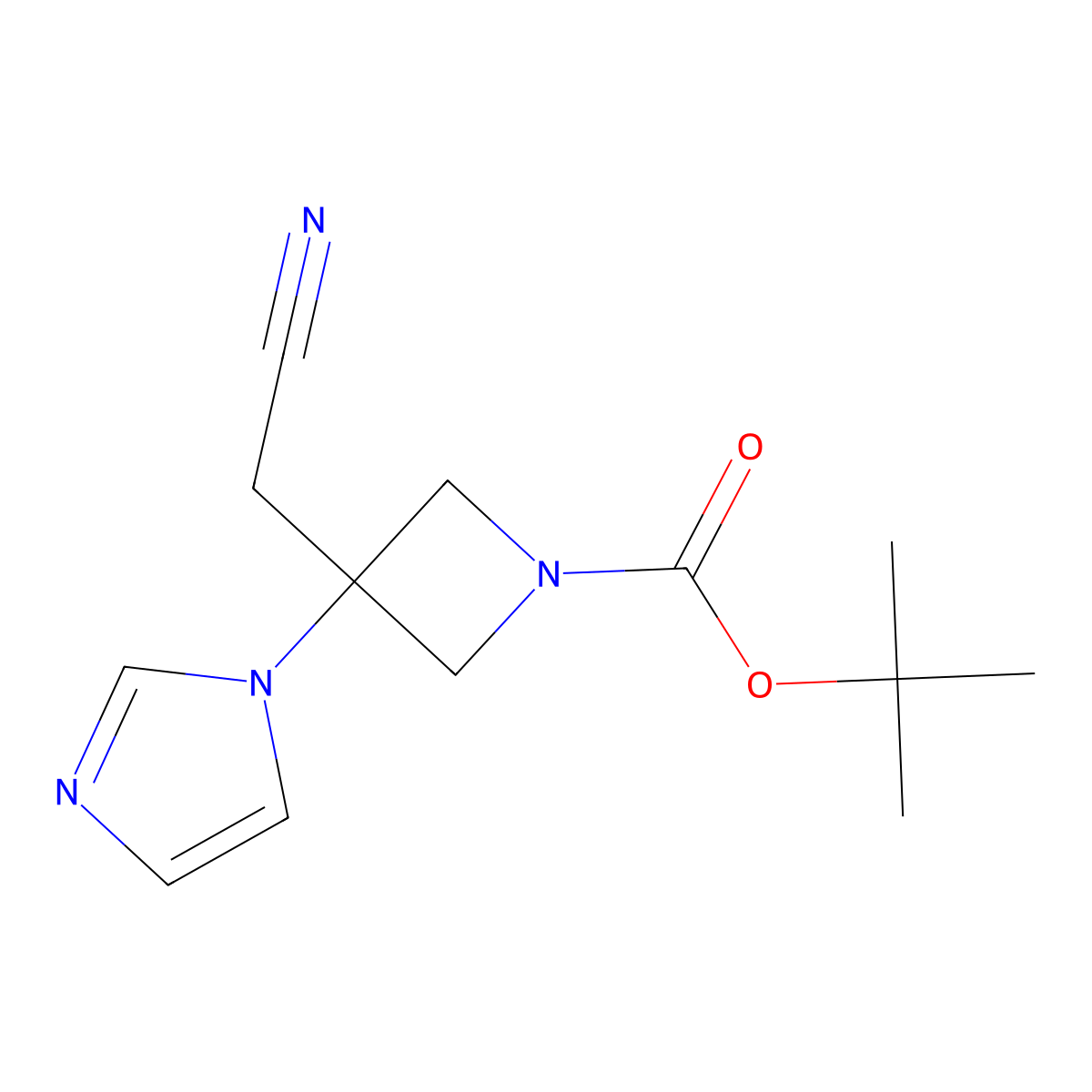 tert-butyl 3-(cyanomethyl)-3-(1H-imidazol-1-yl)azetidine-1-carboxylate molecular structure, CAS 2044836-90-8