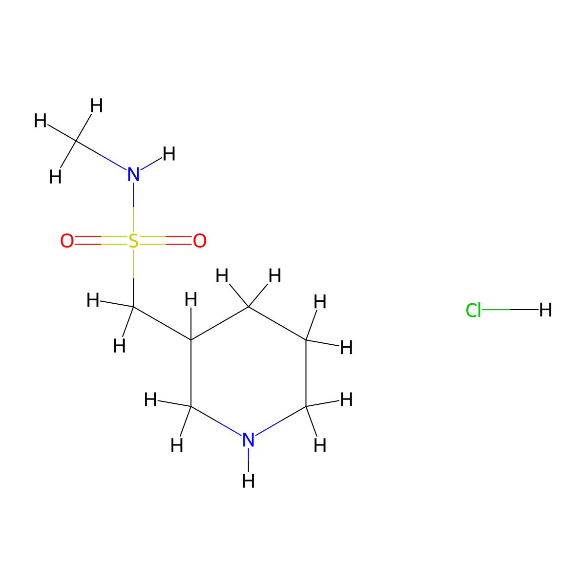 N-methyl-1-(piperidin-3-yl)methanesulfonamide hydrochloride molecular structure, CAS 2044837-68-3