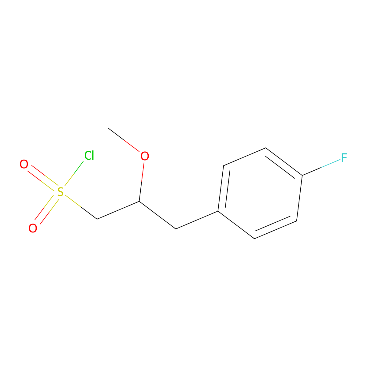 3-(4-Fluorophenyl)-2-methoxypropane-1-sulfonyl chloride molecular structure, CAS 2044838-92-6