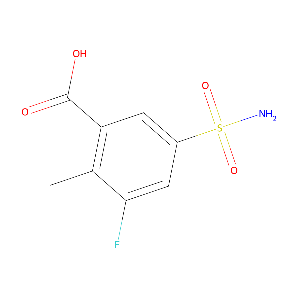3-Fluoro-2-methyl-5-sulfamoylbenzoic acid molecular structure, CAS 2044870-83-7
