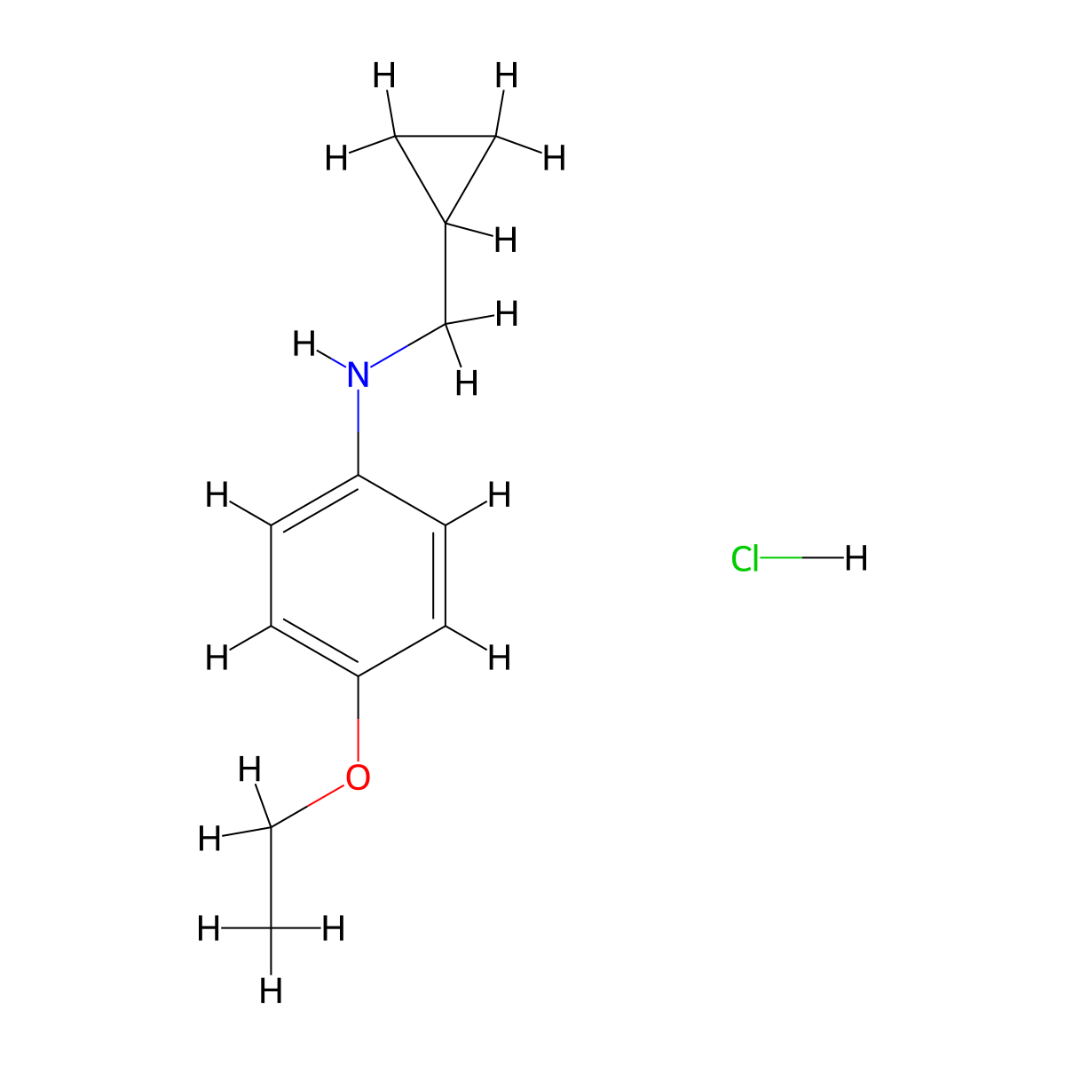 N-(cyclopropylmethyl)-4-ethoxyaniline hydrochloride molecular structure, CAS 2044870-84-8