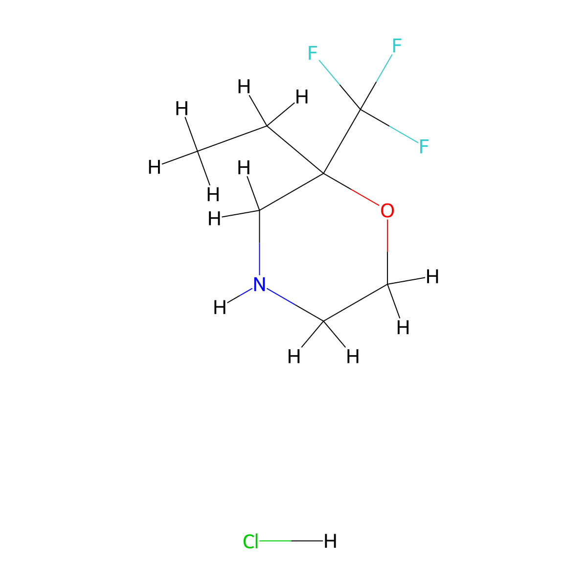 2-Ethyl-2-(trifluoromethyl)morpholine hydrochloride molecular structure, CAS 2044870-93-9