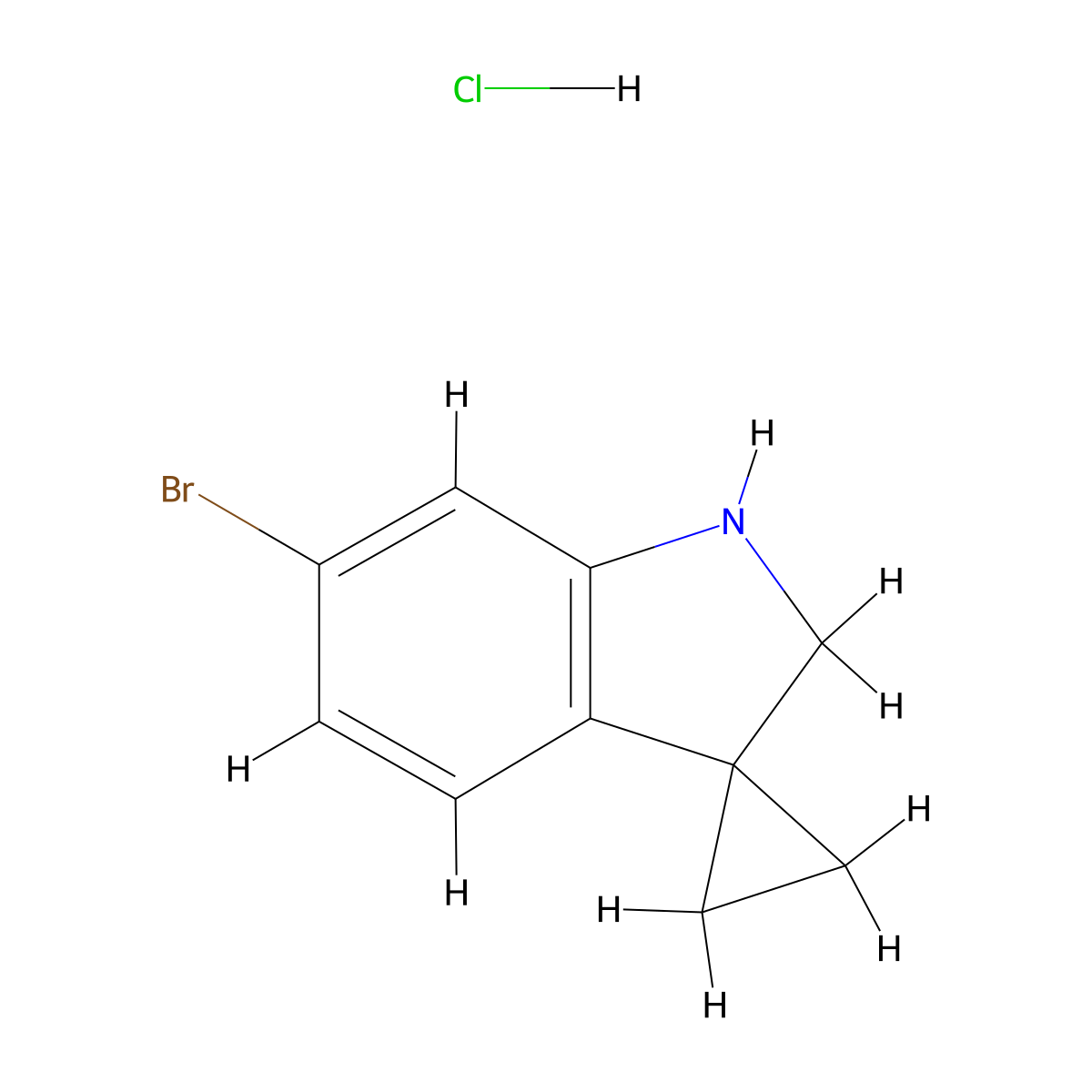 6'-Bromo-1',2'-dihydrospiro[cyclopropane-1,3'-indole] hydrochloride molecular structure, CAS 2044870-98-4