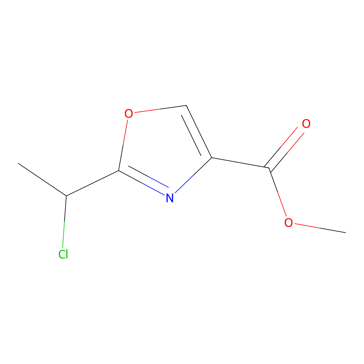 Methyl 2-(1-chloroethyl)-1,3-oxazole-4-carboxylate molecular structure, CAS 2044871-06-7