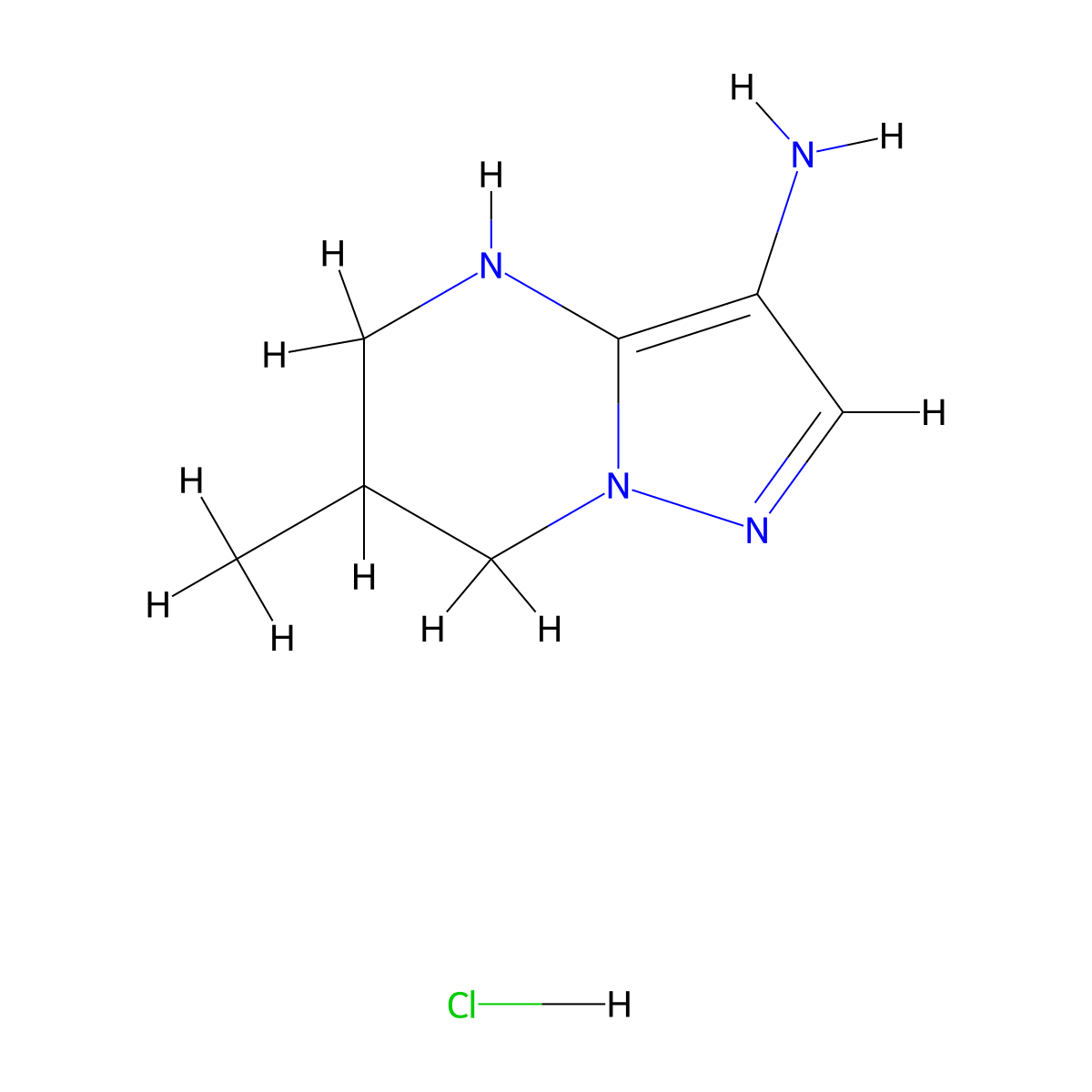 6-methyl-4H,5H,6H,7H-pyrazolo[1,5-a]pyrimidin-3-amine hydrochloride molecular structure, CAS 2044871-07-8