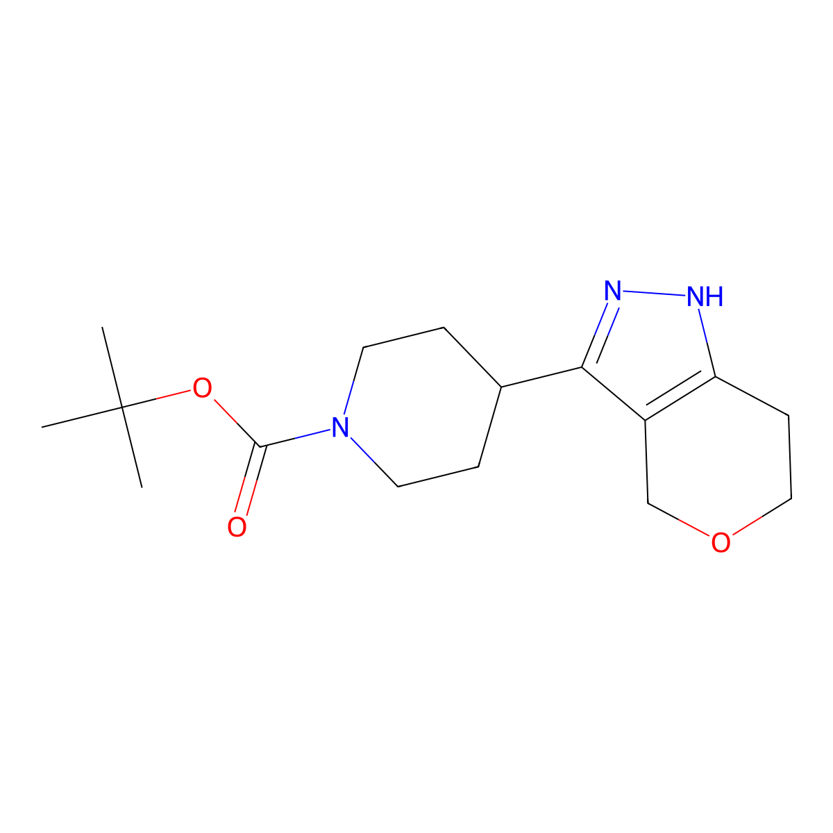 tert-butyl 4-{1H,4H,6H,7H-pyrano[4,3-c]pyrazol-3-yl}piperidine-1-carboxylate molecular structure, CAS 2044871-12-5