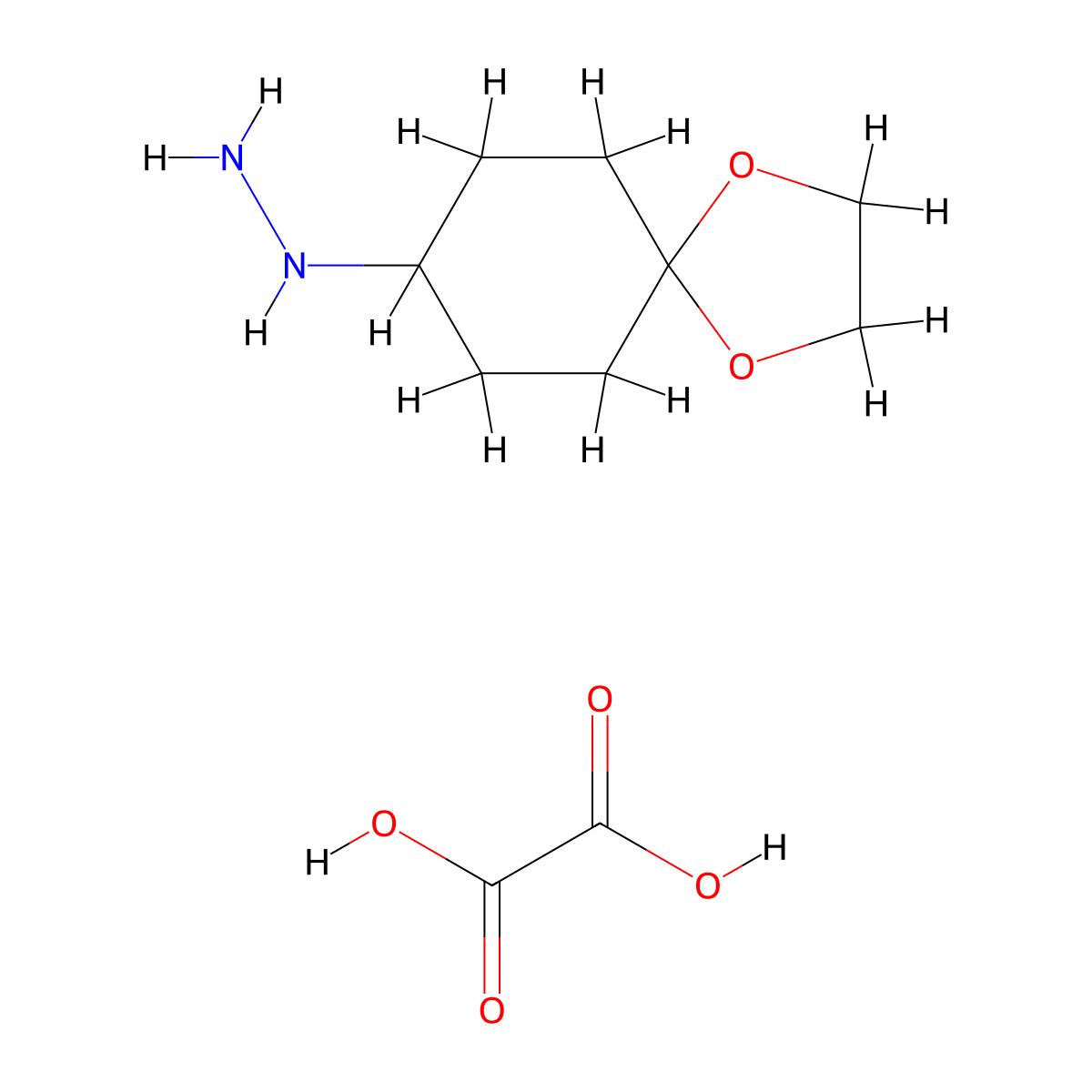 1,4-Dioxaspiro(4.5)decan-8-ylhydrazine oxalate molecular structure, CAS 2044871-41-0