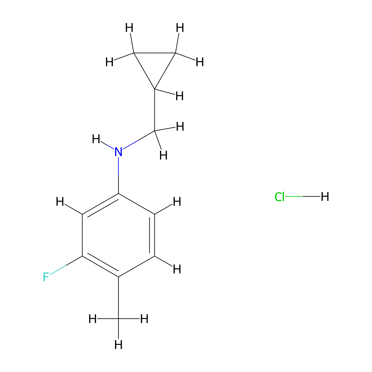 N-(cyclopropylmethyl)-3-fluoro-4-methylaniline hydrochloride molecular structure, CAS 2044872-23-1
