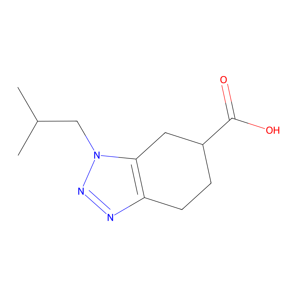 1-(2-methylpropyl)-4,5,6,7-tetrahydro-1H-1,2,3-benzotriazole-6-carboxylic acid molecular structure, CAS 2044872-28-6