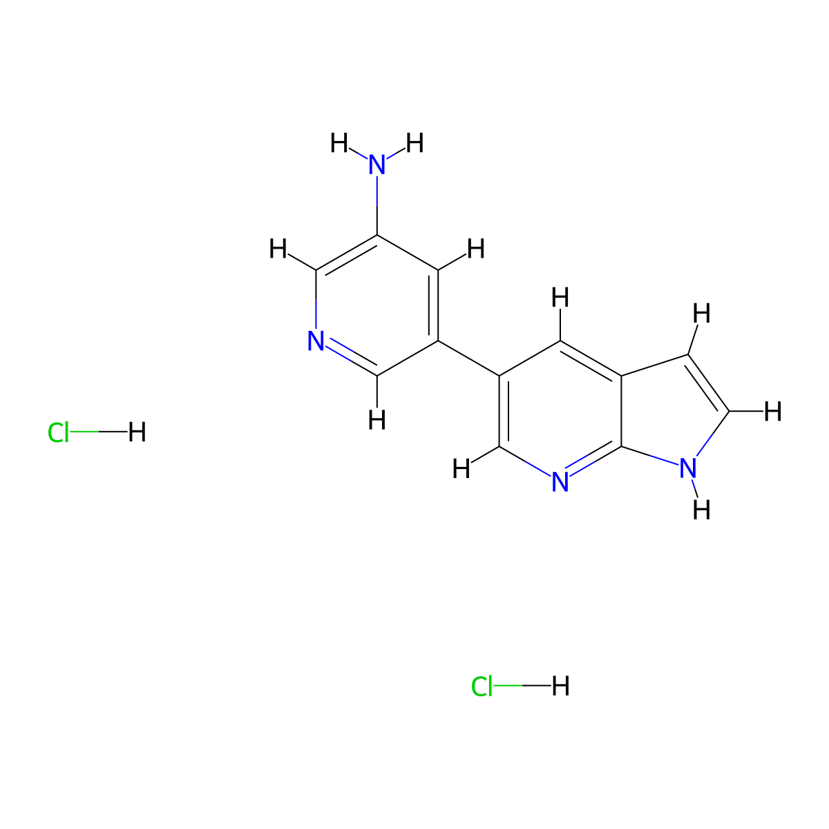 5-{1H-pyrrolo[2,3-b]pyridin-5-yl}pyridin-3-amine dihydrochloride molecular structure, CAS 2044872-59-3