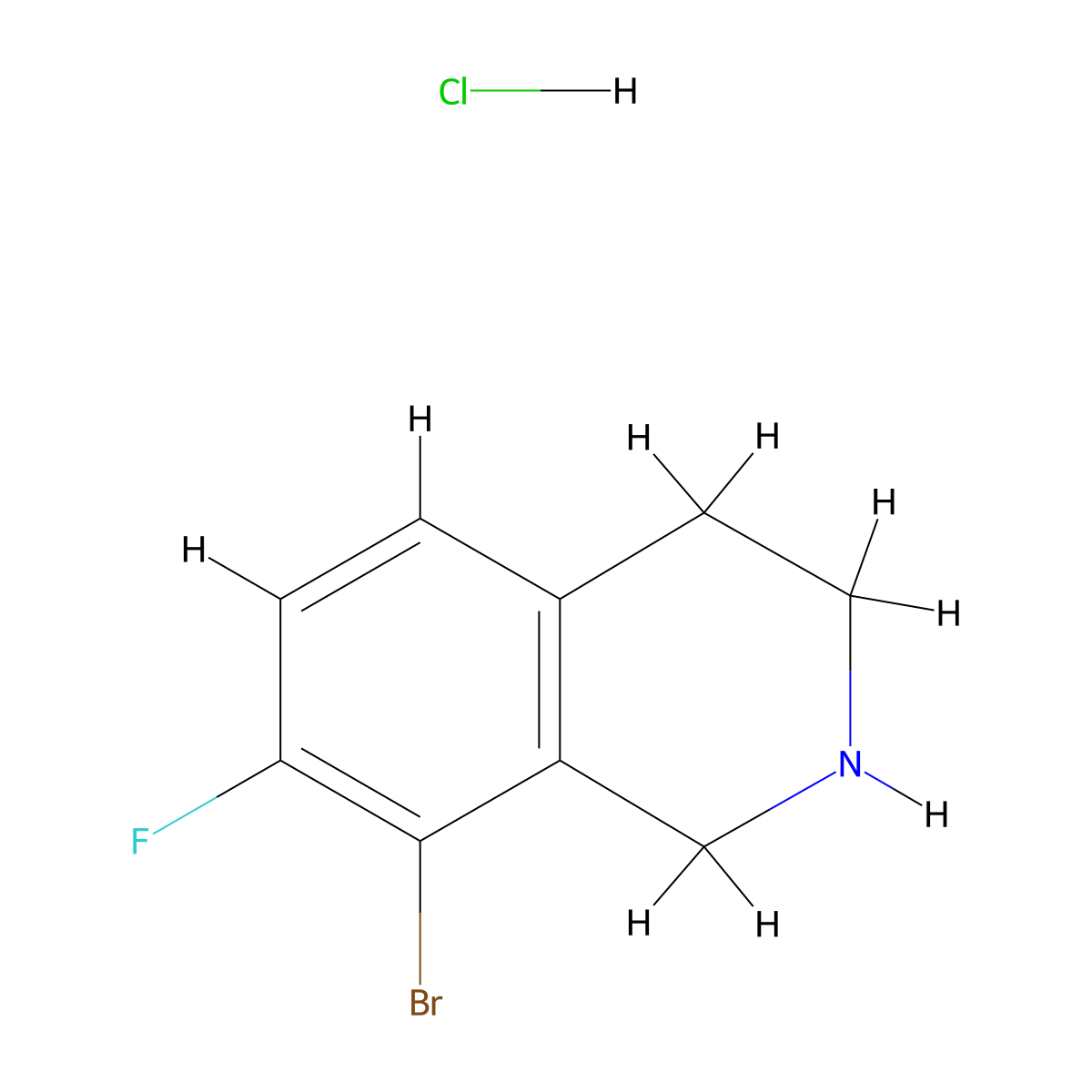 8-Bromo-7-fluoro-1,2,3,4-tetrahydroisoquinoline hydrochloride molecular structure, CAS 2044901-42-8
