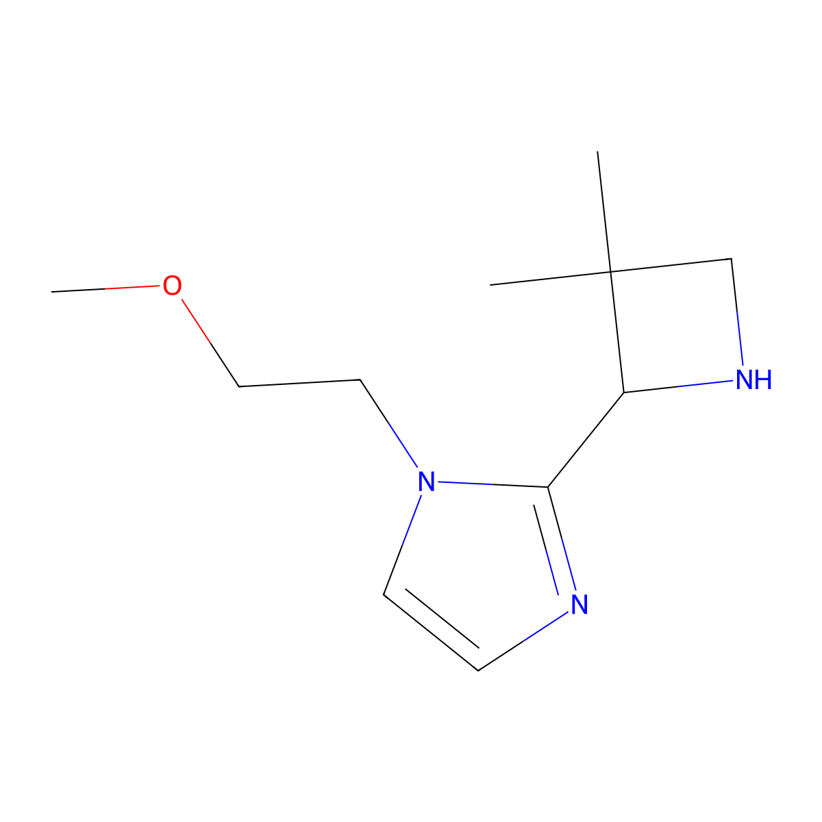 2-(3,3-dimethylazetidin-2-yl)-1-(2-methoxyethyl)-1H-imidazole molecular structure, CAS 2044902-49-8