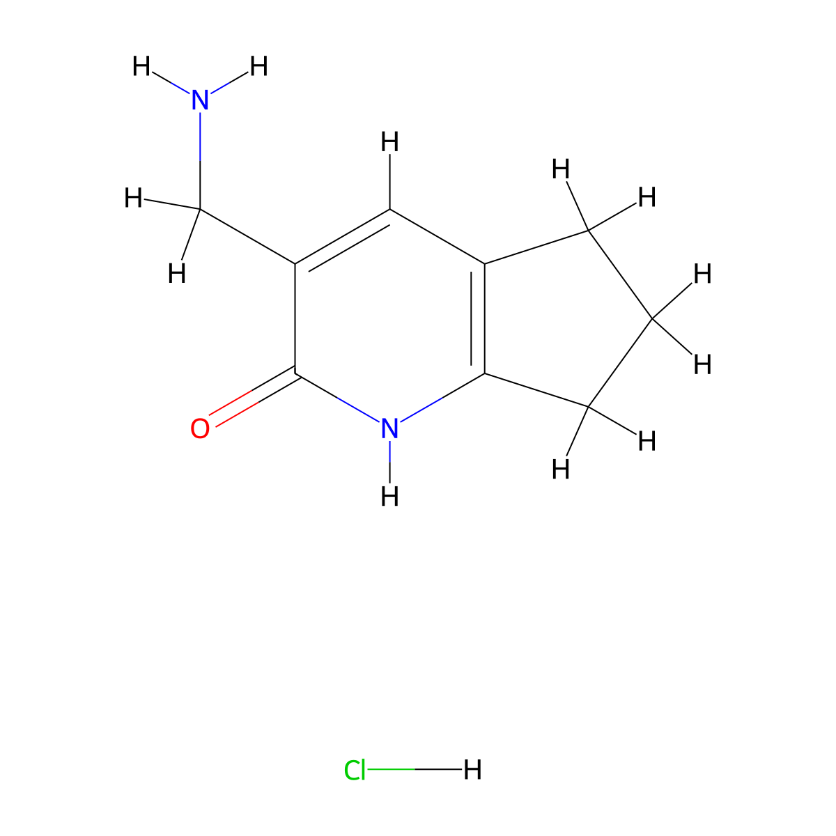 3-(aminomethyl)-1H,2H,5H,6H,7H-cyclopenta(b)pyridin-2-one hydrochloride molecular structure, CAS 2044902-51-2