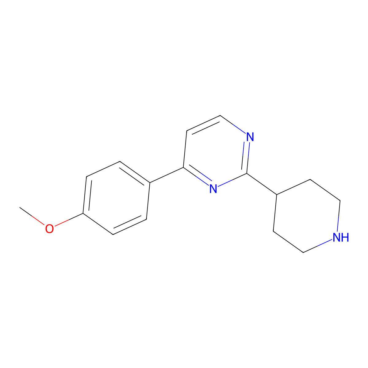 4-(4-Methoxyphenyl)-2-(piperidin-4-yl)pyrimidine molecular structure, CAS 2044902-83-0