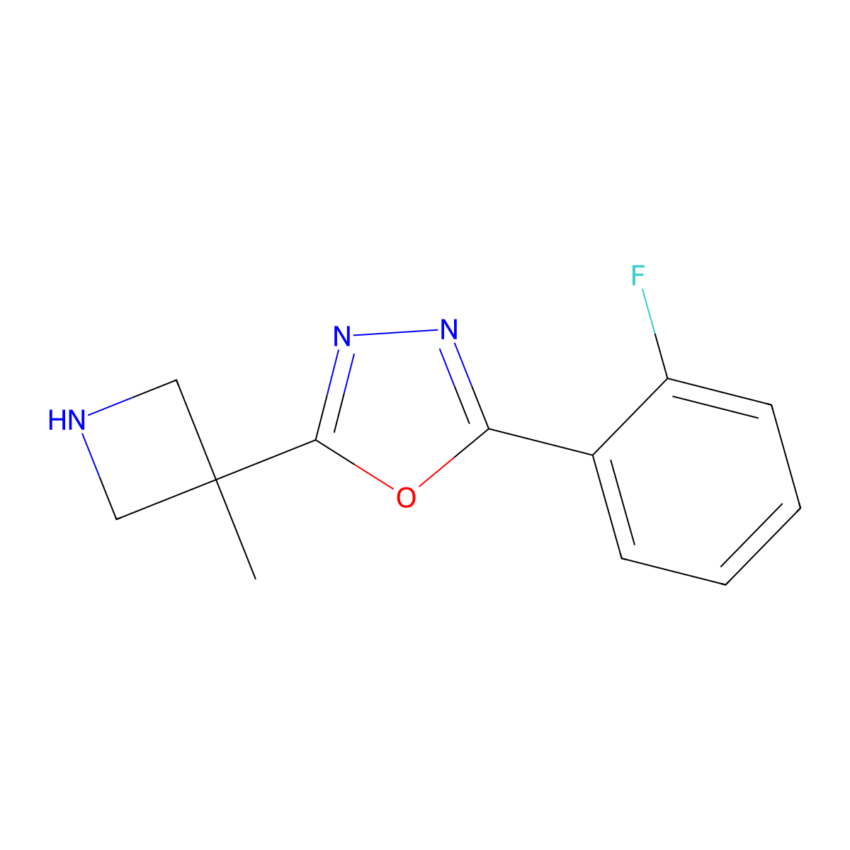 2-(2-Fluorophenyl)-5-(3-methylazetidin-3-yl)-1,3,4-oxadiazole molecular structure, CAS 2044902-90-9