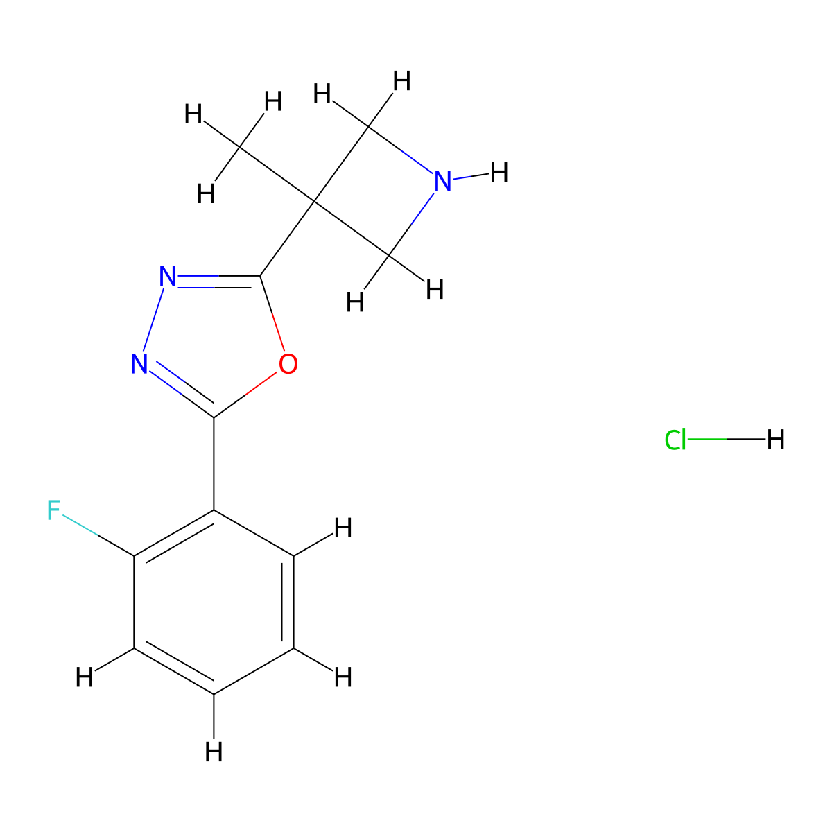 2-(2-Fluorophenyl)-5-(3-methylazetidin-3-yl)-1,3,4-oxadiazole hydrochloride molecular structure, CAS 2044902-91-0