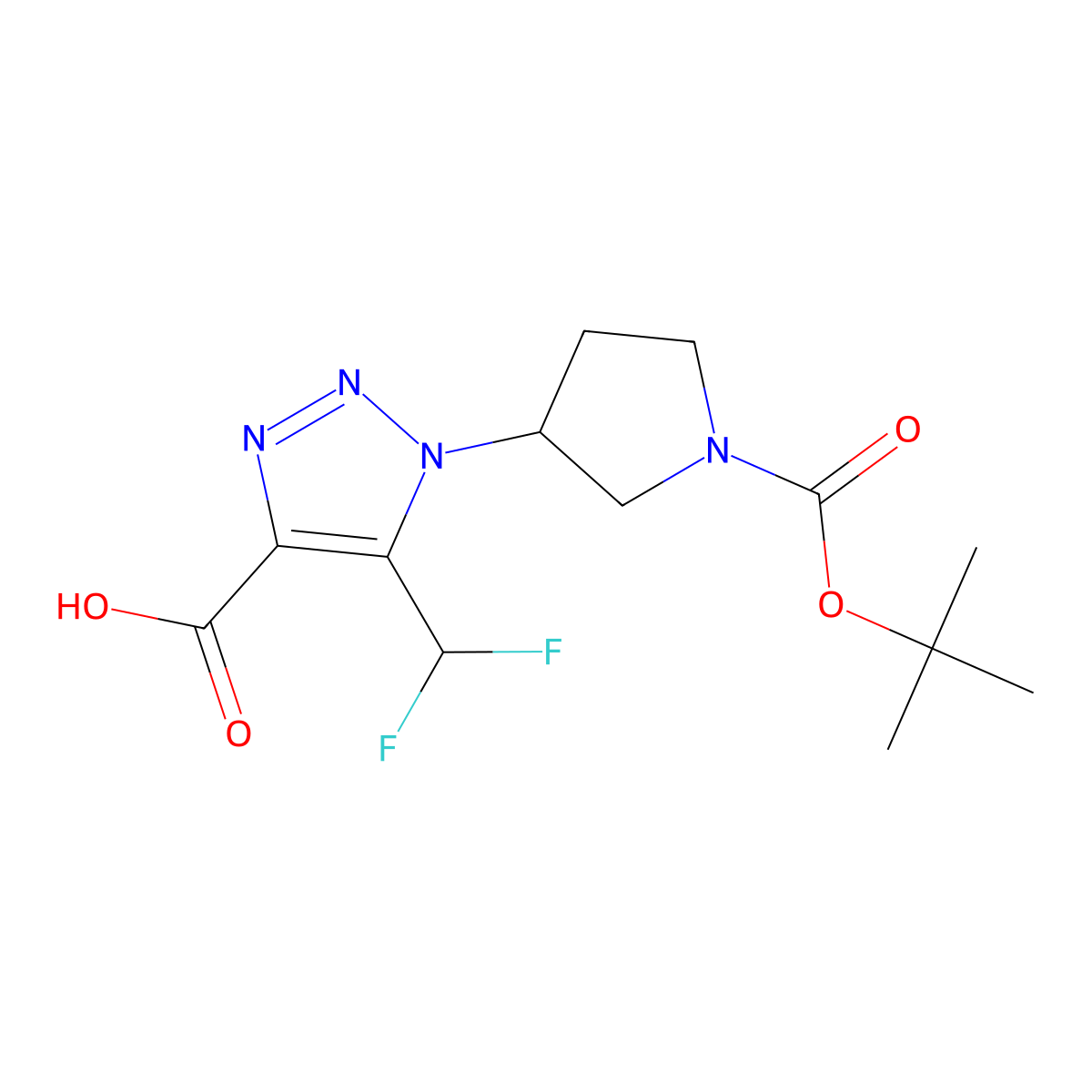 1-{1-[(tert-butoxy)carbonyl]pyrrolidin-3-yl}-5-(difluoromethyl)-1H-1,2,3-triazole-4-carboxylic acid molecular structure, CAS 2044903-03-7