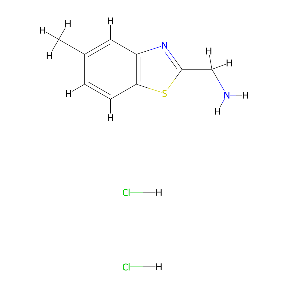 (5-Methyl-1,3-benzothiazol-2-yl)methanamine dihydrochloride molecular structure, CAS 2044927-24-2