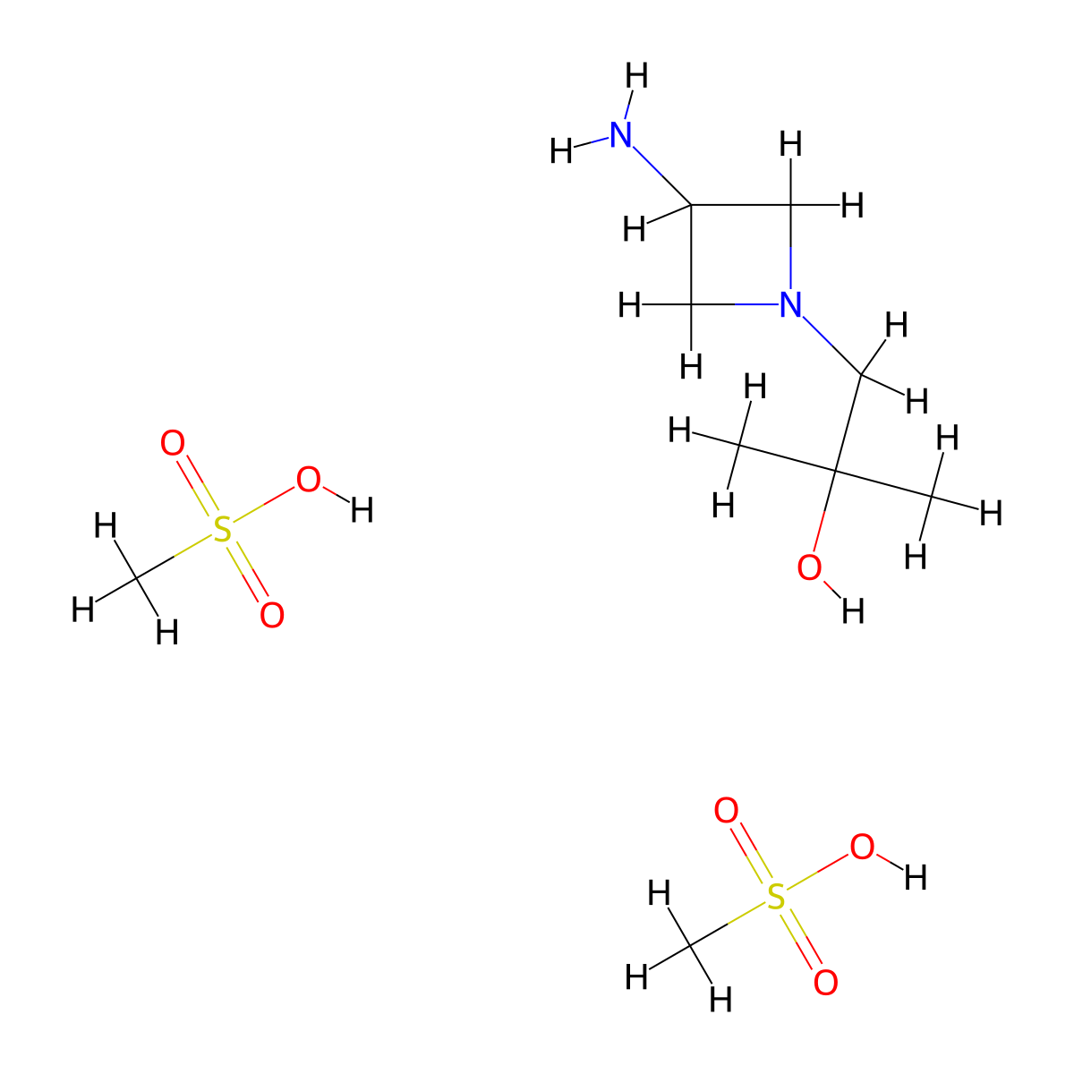 1-(3-Aminoazetidin-1-yl)-2-methylpropan-2-ol; bis(methanesulfonic acid) molecular structure, CAS 2044927-35-5
