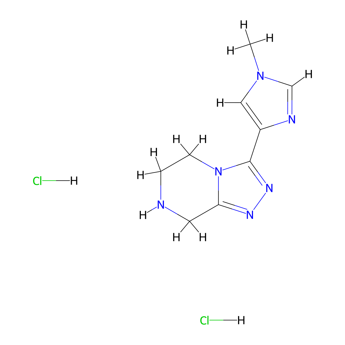 1-methyl-4-{5H,6H,7H,8H-[1,2,4]triazolo[4,3-a]pyrazin-3-yl}-1H-imidazole dihydrochloride molecular structure, CAS 2044927-38-8