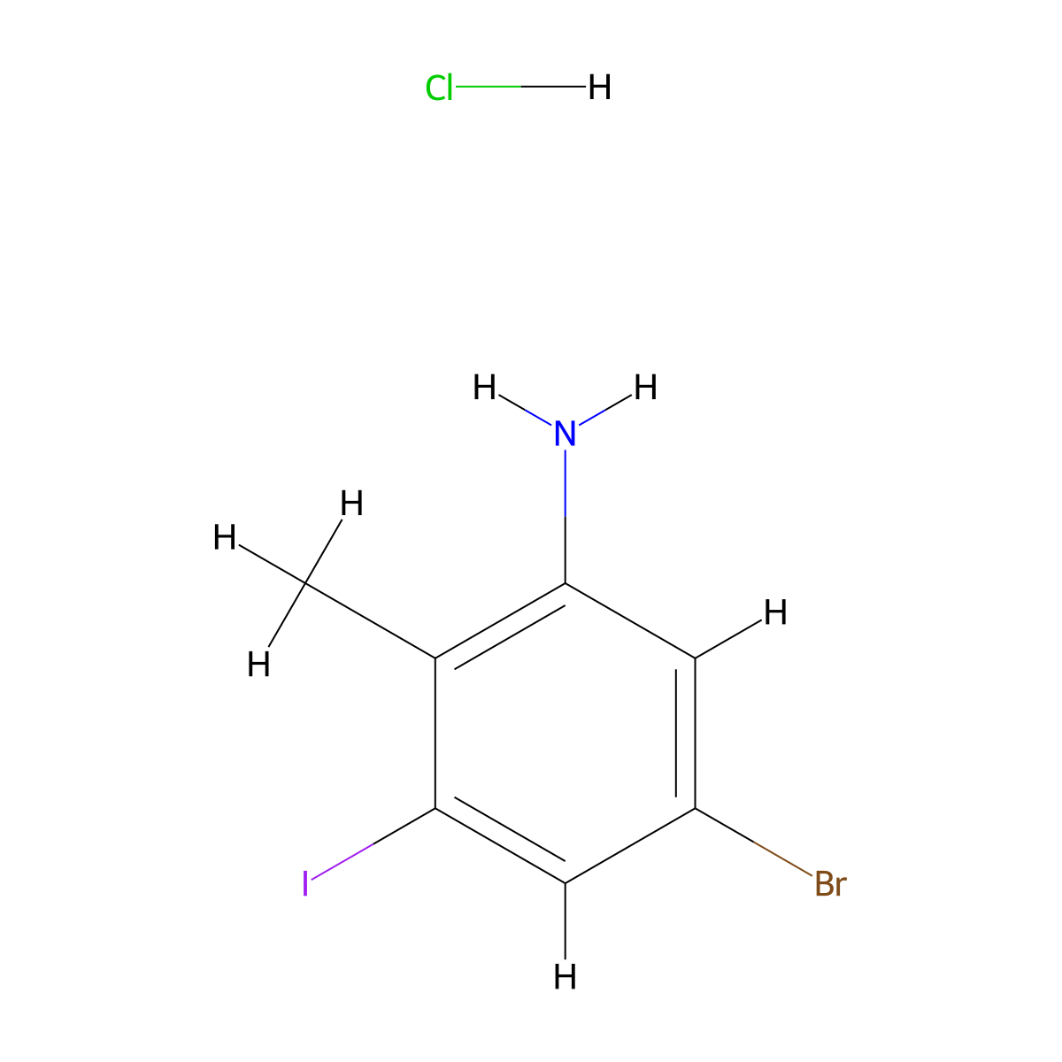 5-Bromo-3-iodo-2-methylaniline hydrochloride molecular structure, CAS 2044927-53-7