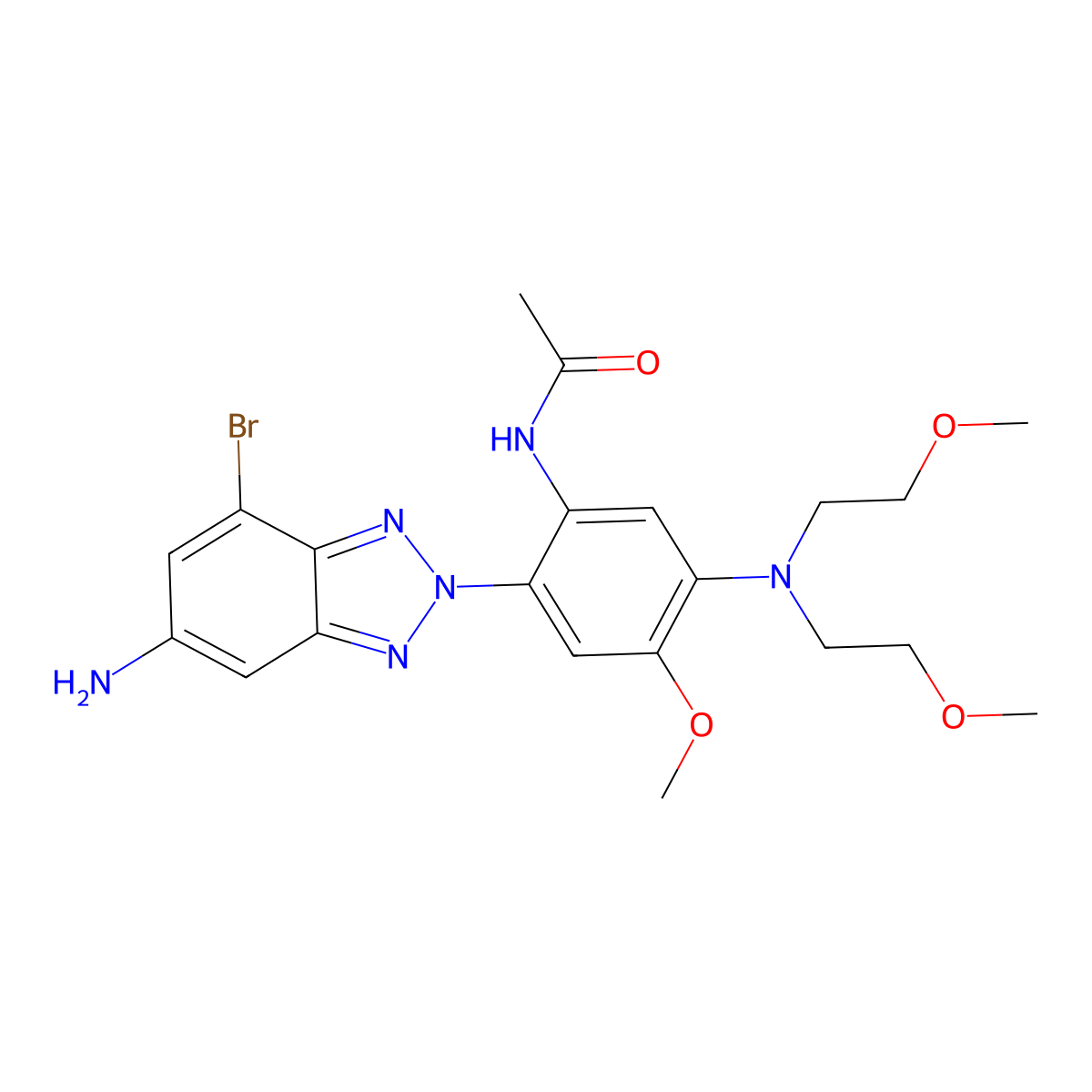 Acetamide, N-(2-(6-amino-4-bromo-2H-benzotriazol-2-yl)-5-(bis(2-methoxyethyl)amino)-4-methoxyphenyl)- molecular structure, CAS 204499-49-0