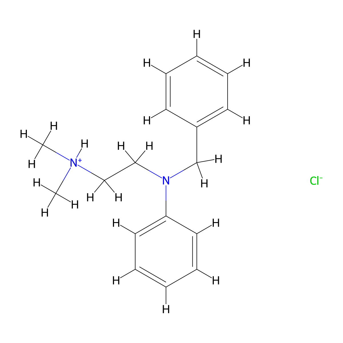 2-(N-benzylanilino)ethyl-dimethylazanium chloride molecular structure, CAS 2045-52-5