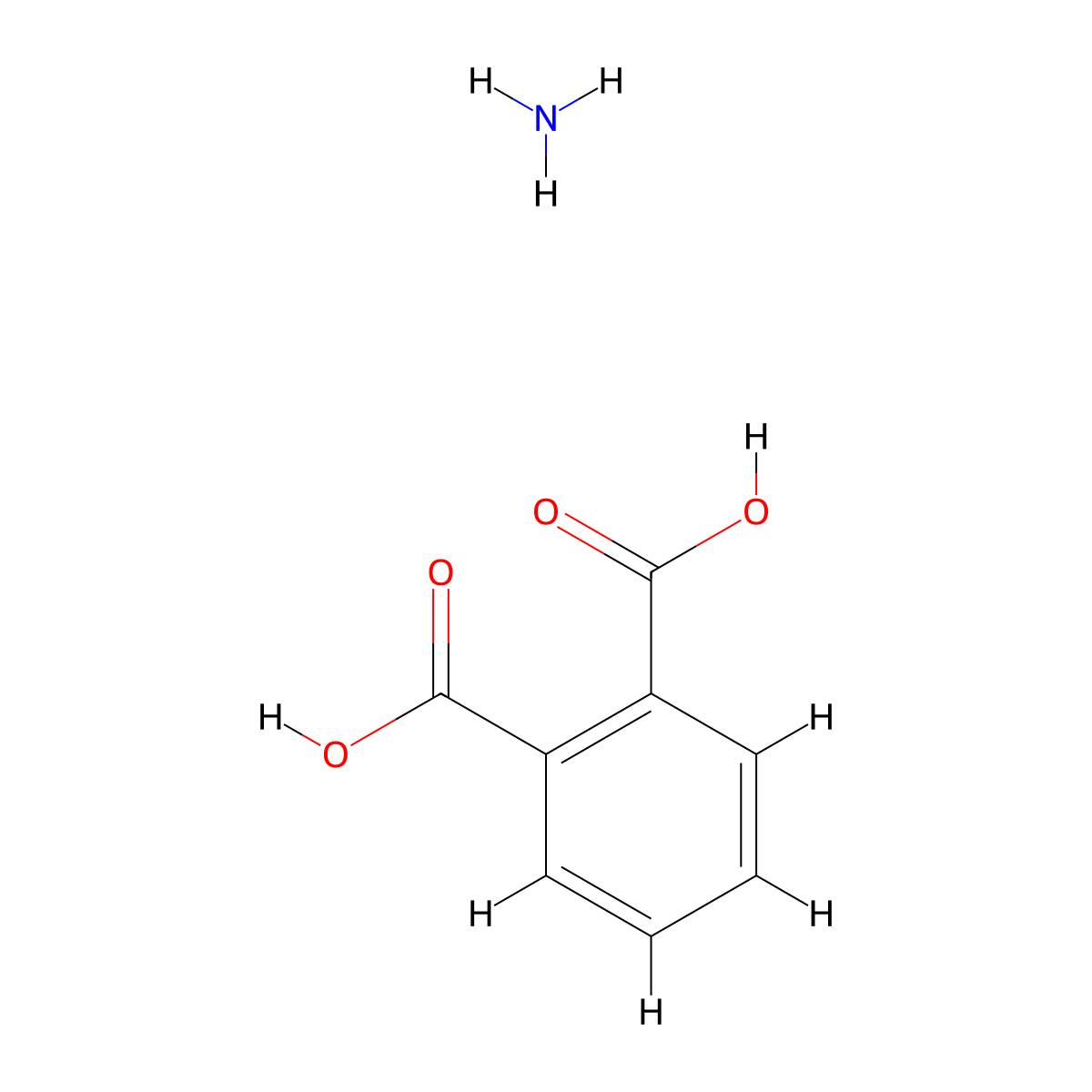 phthalic acid, ammonium salt molecular structure, CAS 20450-76-4