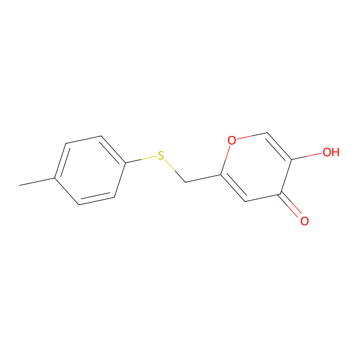 5-hydroxy-2-((p-tolylthio)methyl)-4H-pyran-4-one molecular structure, CAS 204503-12-8