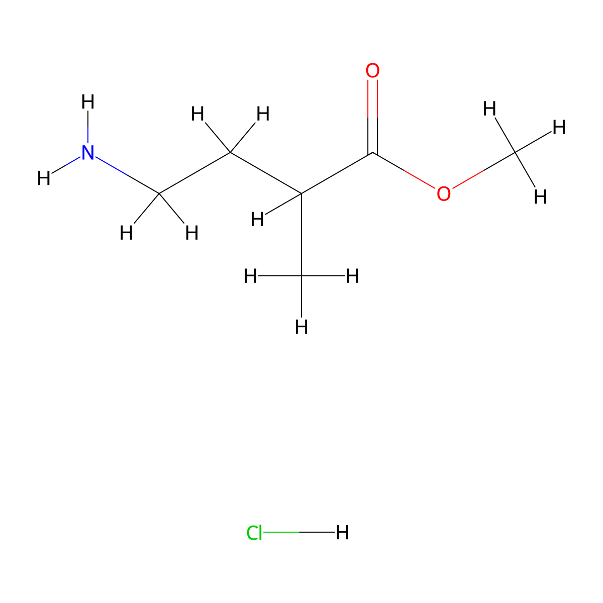 Methyl 4-amino-2-methylbutanoate hydrochloride molecular structure, CAS 204503-78-6