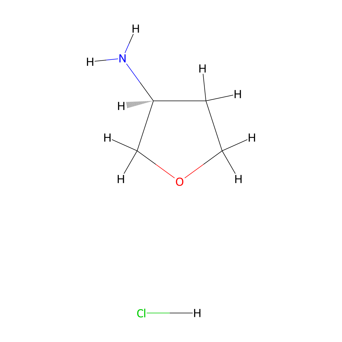 (3S)-oxolan-3-amine hydrochloride molecular structure, CAS 204512-95-8