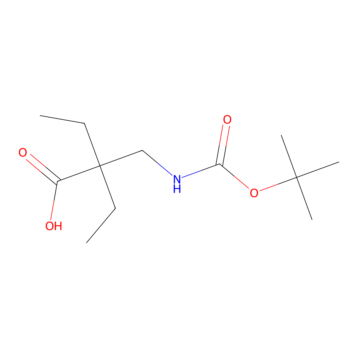 2-({[(Tert-butoxy)carbonyl]amino}methyl)-2-ethylbutanoic acid molecular structure, CAS 204514-21-6