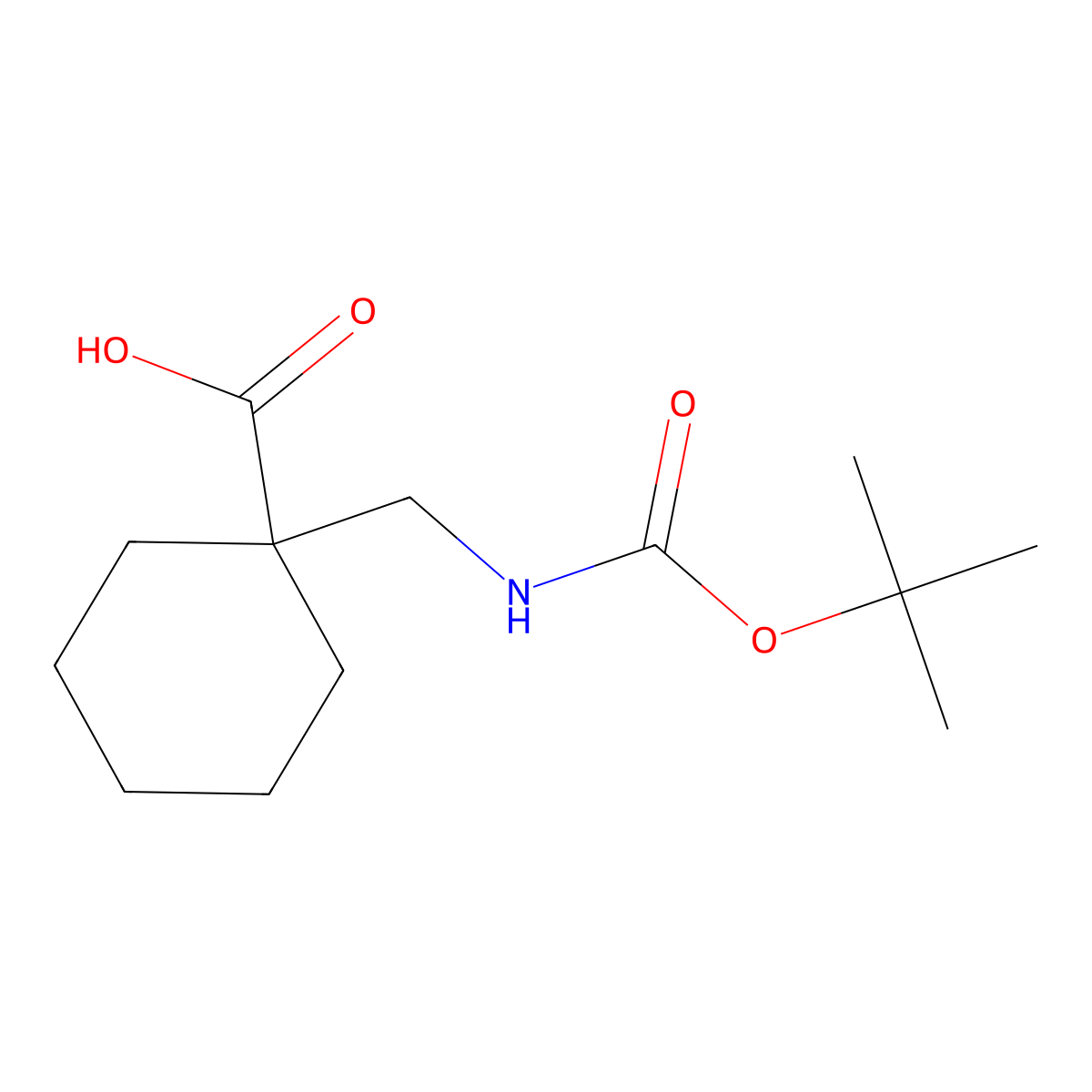 1-Bocaminomethyl-cyclohexanecarboxylic acid molecular structure, CAS 204514-23-8