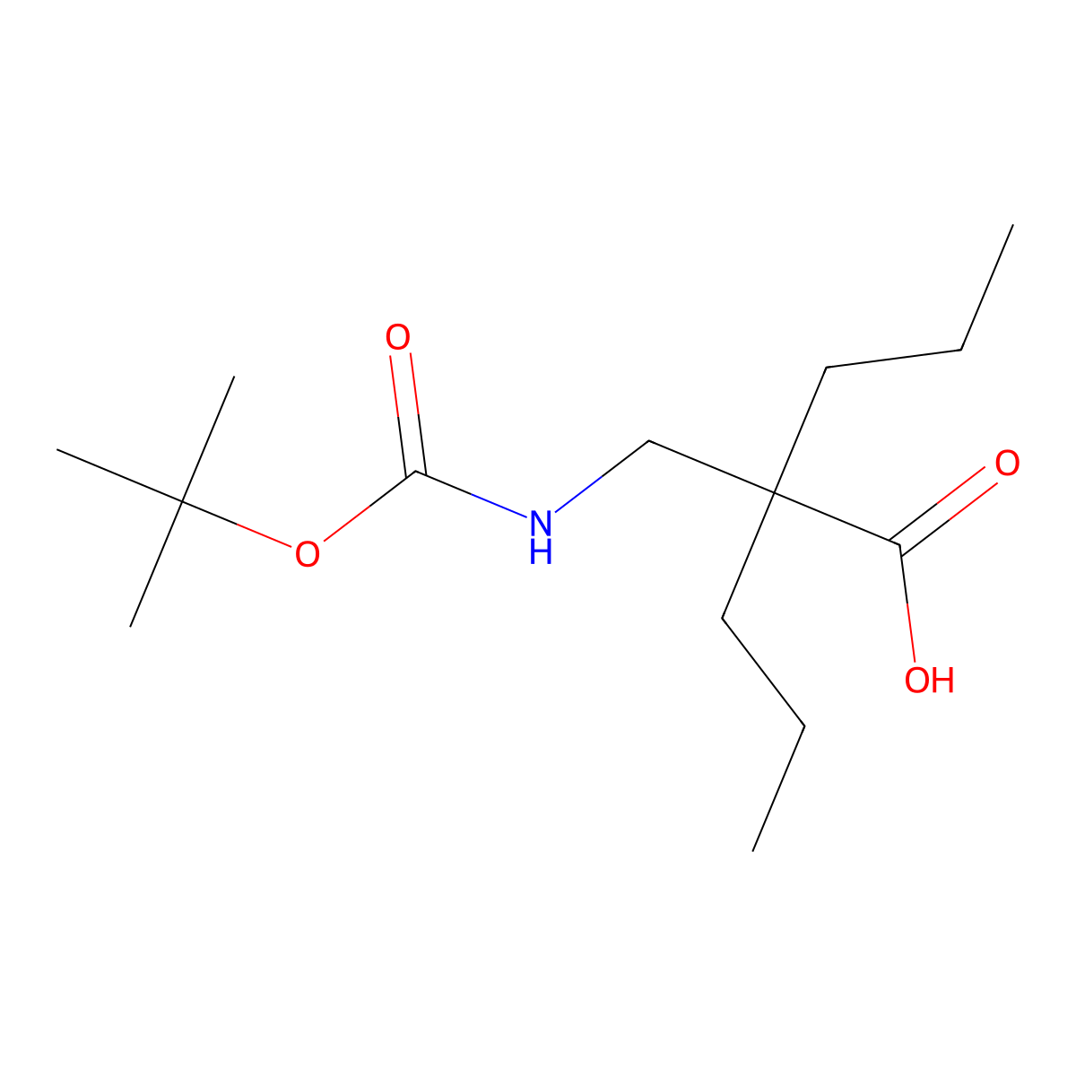 2-({[(Tert-butoxy)carbonyl]amino}methyl)-2-propylpentanoic acid molecular structure, CAS 204514-24-9