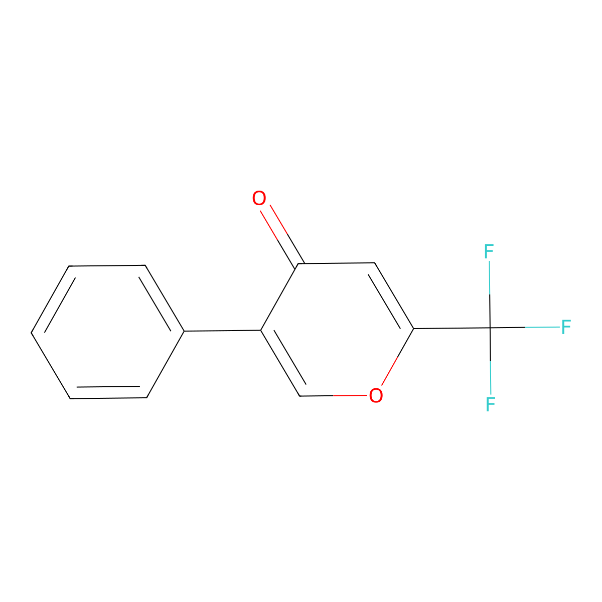 5-Phenyl-2-(trifluoromethyl)pyran-4-one molecular structure, CAS 204516-20-1