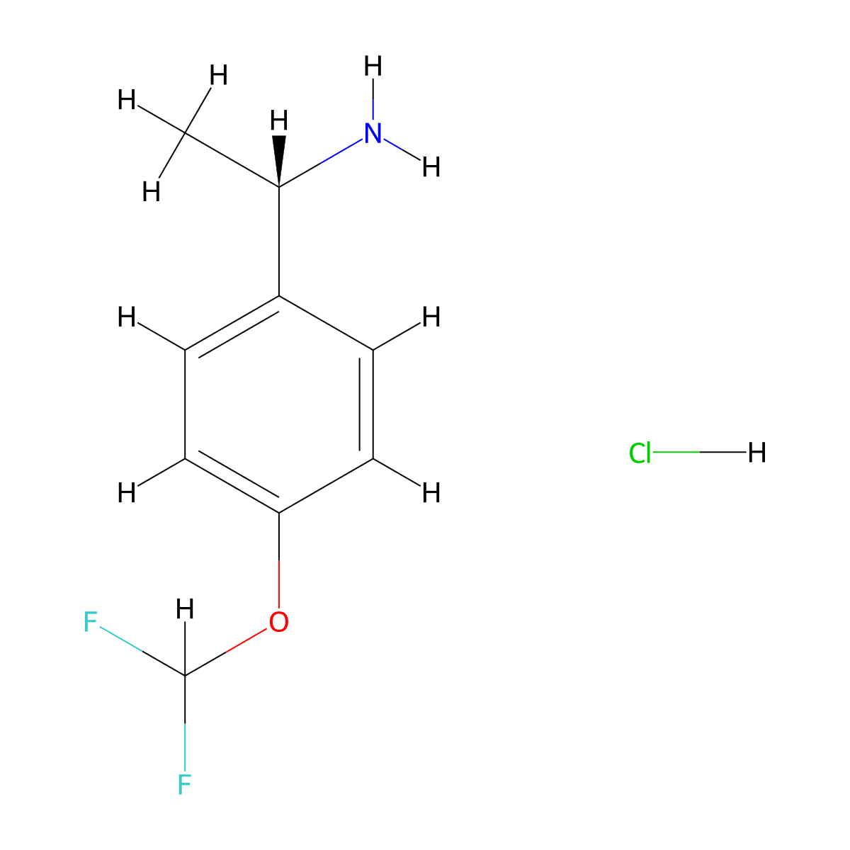 (1S)-1-[4-(difluoromethoxy)phenyl]ethan-1-amine hydrochloride molecular structure, CAS 2045362-22-7