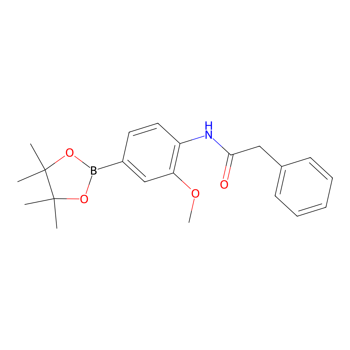 N-(2-methoxy-4-(4,4,5,5-tetramethyl-1,3,2-dioxaborolan-2-yl)phenyl)-2-phenylacetamide molecular structure, CAS 2045409-68-3