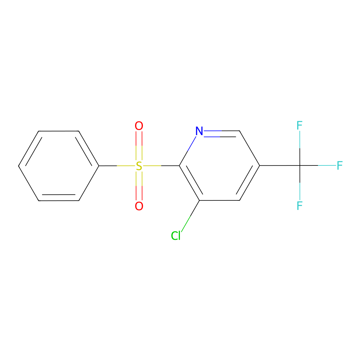 3-Chloro-2-(phenylsulfonyl)-5-(trifluoromethyl)pyridine molecular structure, CAS 204577-97-9