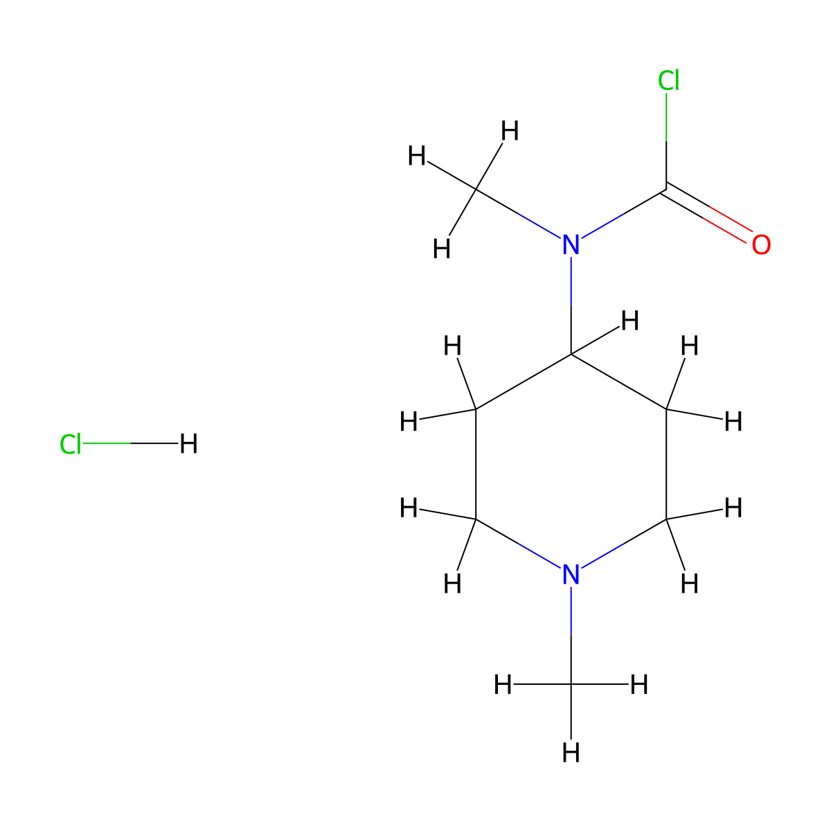 N-methyl-N-(1-methylpiperidin-4-yl)carbamoyl chloride hydrochloride molecular structure, CAS 204580-24-5