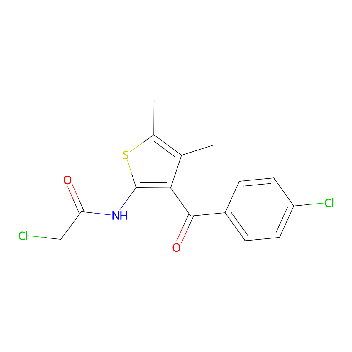 2-Chloro-N-(3-(4-chlorobenzoyl)-4,5-dimethylthiophen-2-yl)acetamide molecular structure, CAS 204587-29-1