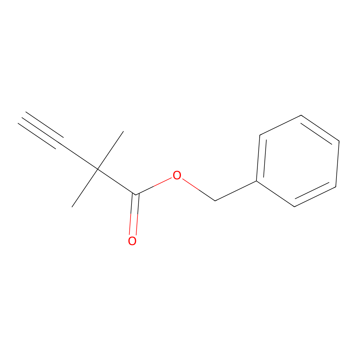 Benzyl 2,2-dimethylbut-3-ynoate molecular structure, CAS 204588-77-2