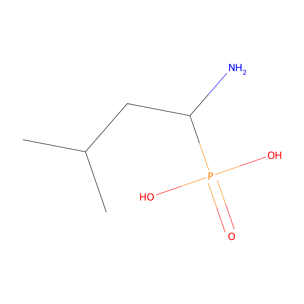 Phosphonic acid, P-(1-amino-3-methylbutyl)- molecular structure, CAS 20459-60-3
