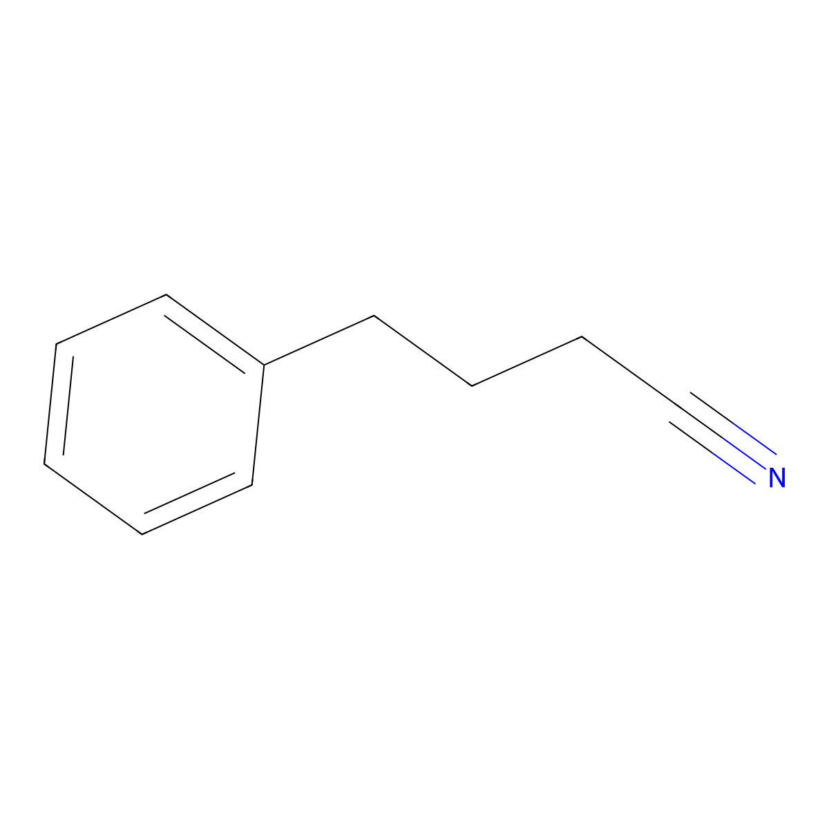 Benzenebutanenitrile molecular structure, CAS 2046-18-6