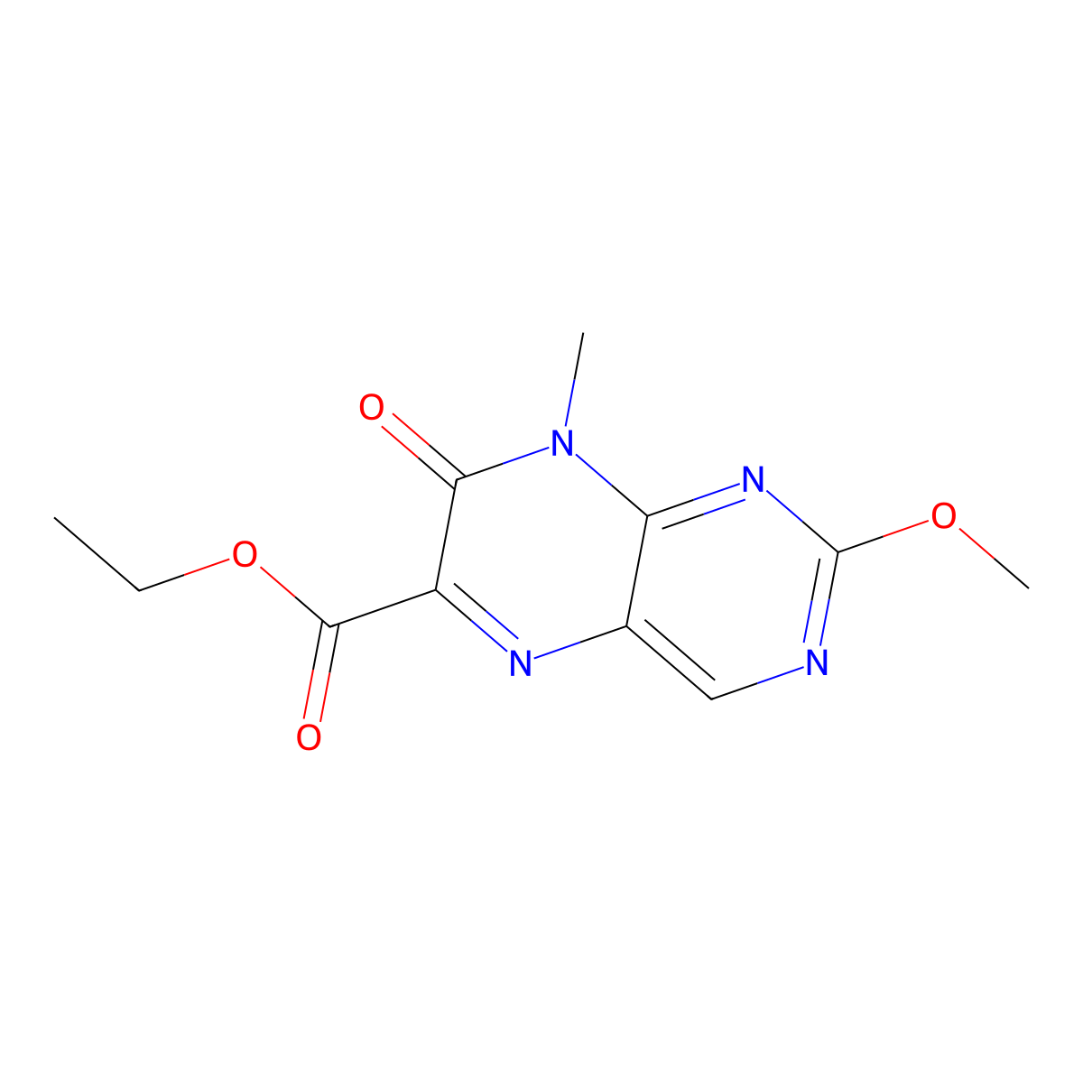 Ethyl 2-methoxy-8-methyl-7-oxo-7,8-dihydropteridine-6-carboxylate molecular structure, CAS 2046-74-4