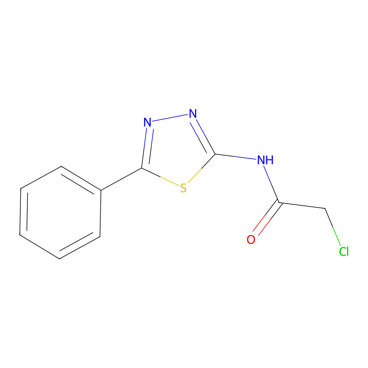 2-chloro-N-(5-phenyl-1,3,4-thiadiazol-2-yl)acetamide molecular structure, CAS 20460-58-6