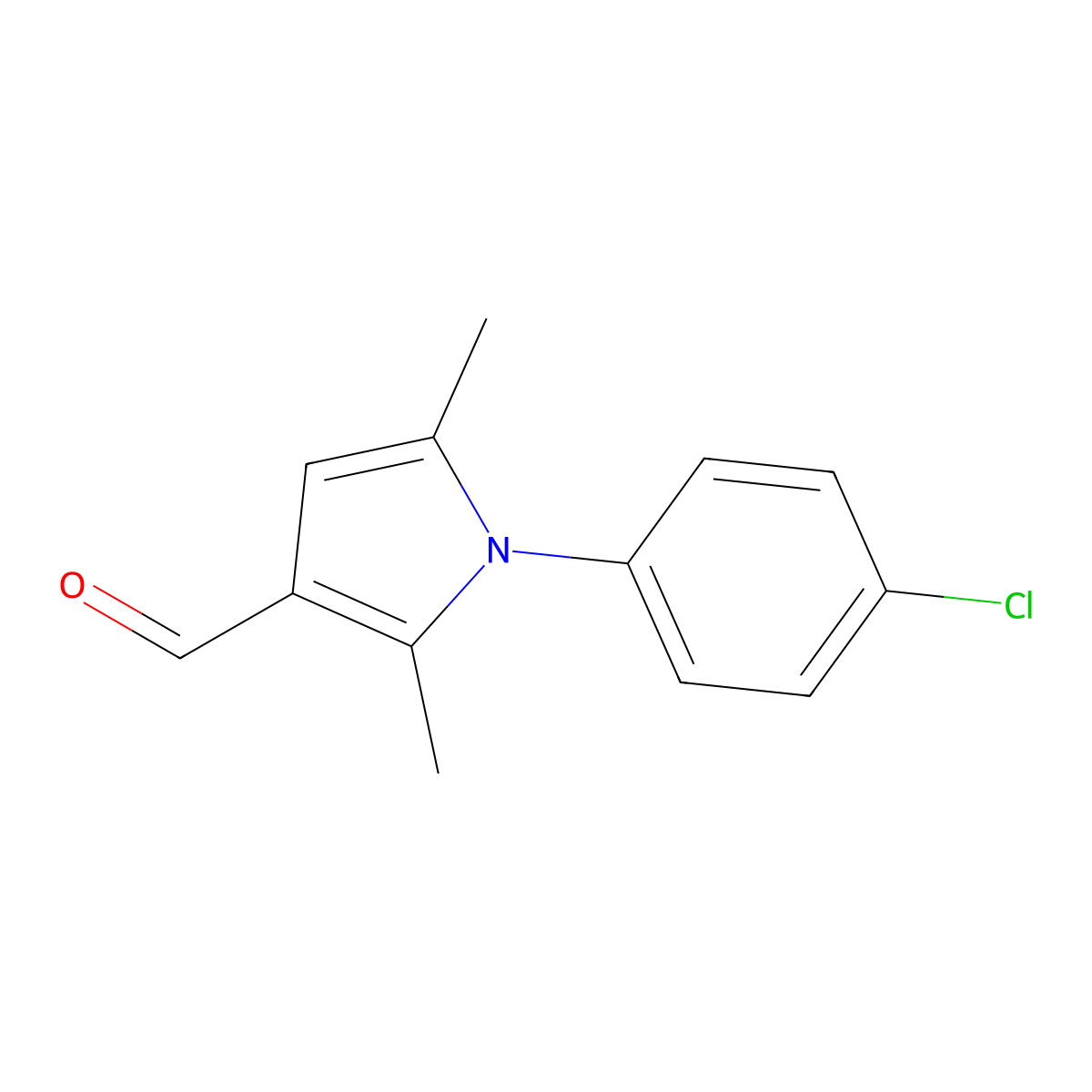 1-(4-chlorophenyl)-2,5-dimethyl-1H-pyrrole-3-carbaldehyde molecular structure, CAS 20461-26-1