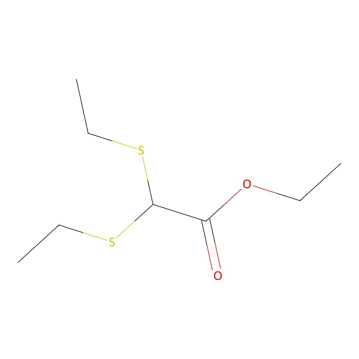 Ethyl bis(ethylthio)acetate molecular structure, CAS 20461-95-4