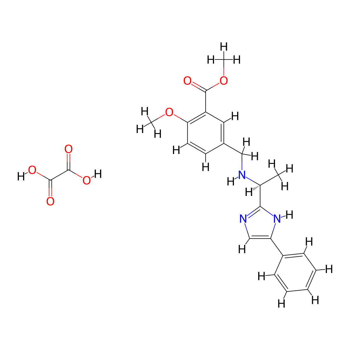 Methyl (S)-2-methoxy-5-(((1-(4-phenyl-1H-imidazol-2-yl)ethyl)amino)methyl)benzoate oxalate molecular structure, CAS 2046303-09-5